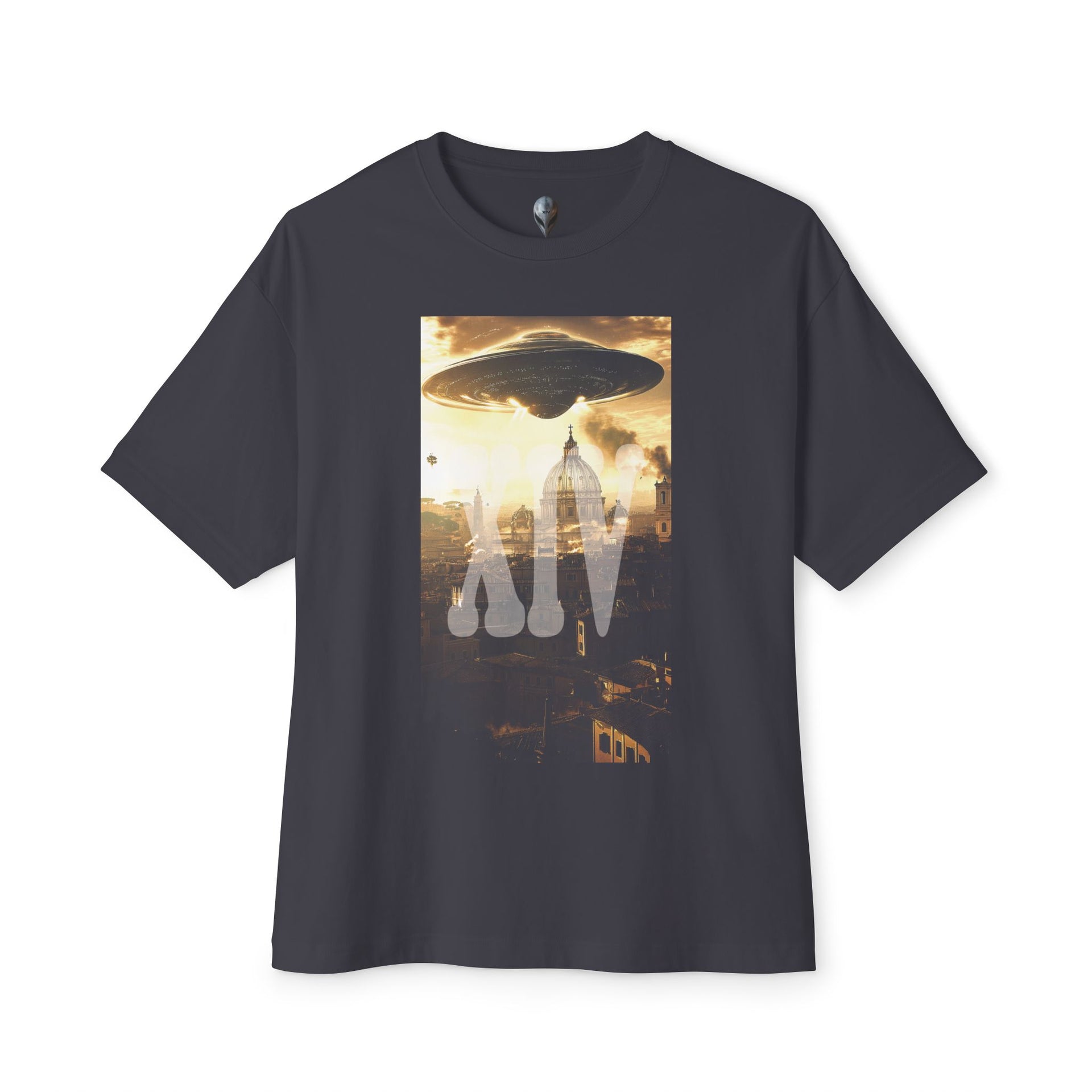 UFO Over Rome Skyline – Carbon XIV Sci-Fi Tee