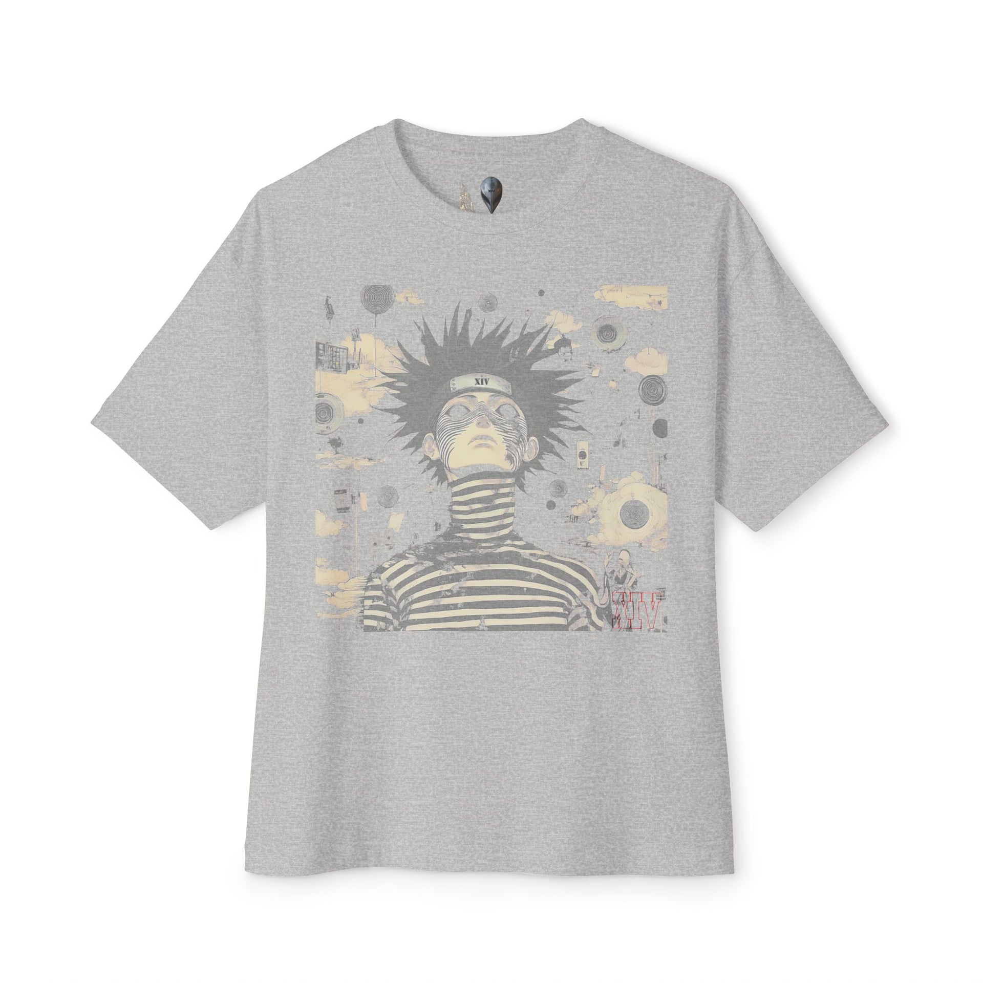 Psychedelic Anime Character T-Shirt – Bold Striped Design