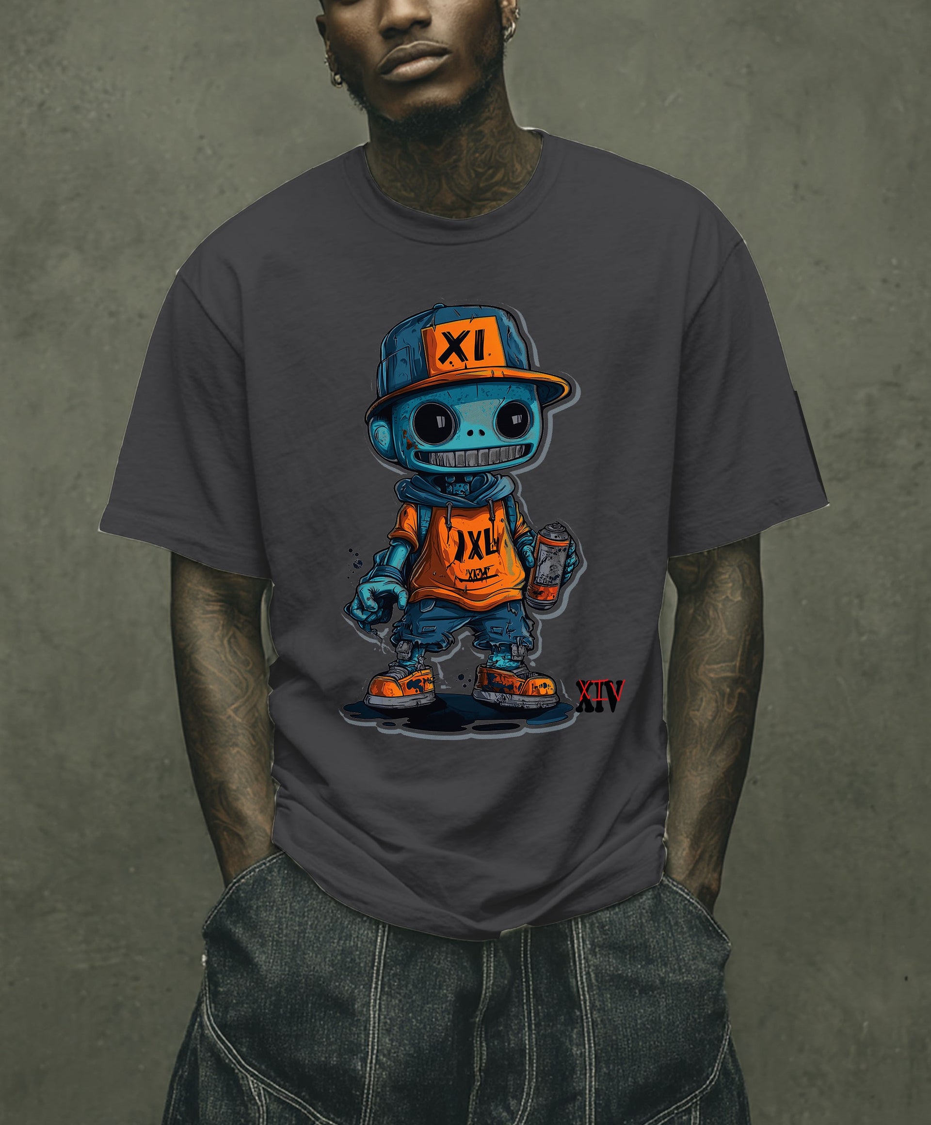 Graffiti Robot Character T-Shirt – Bold Urban Streetwear
