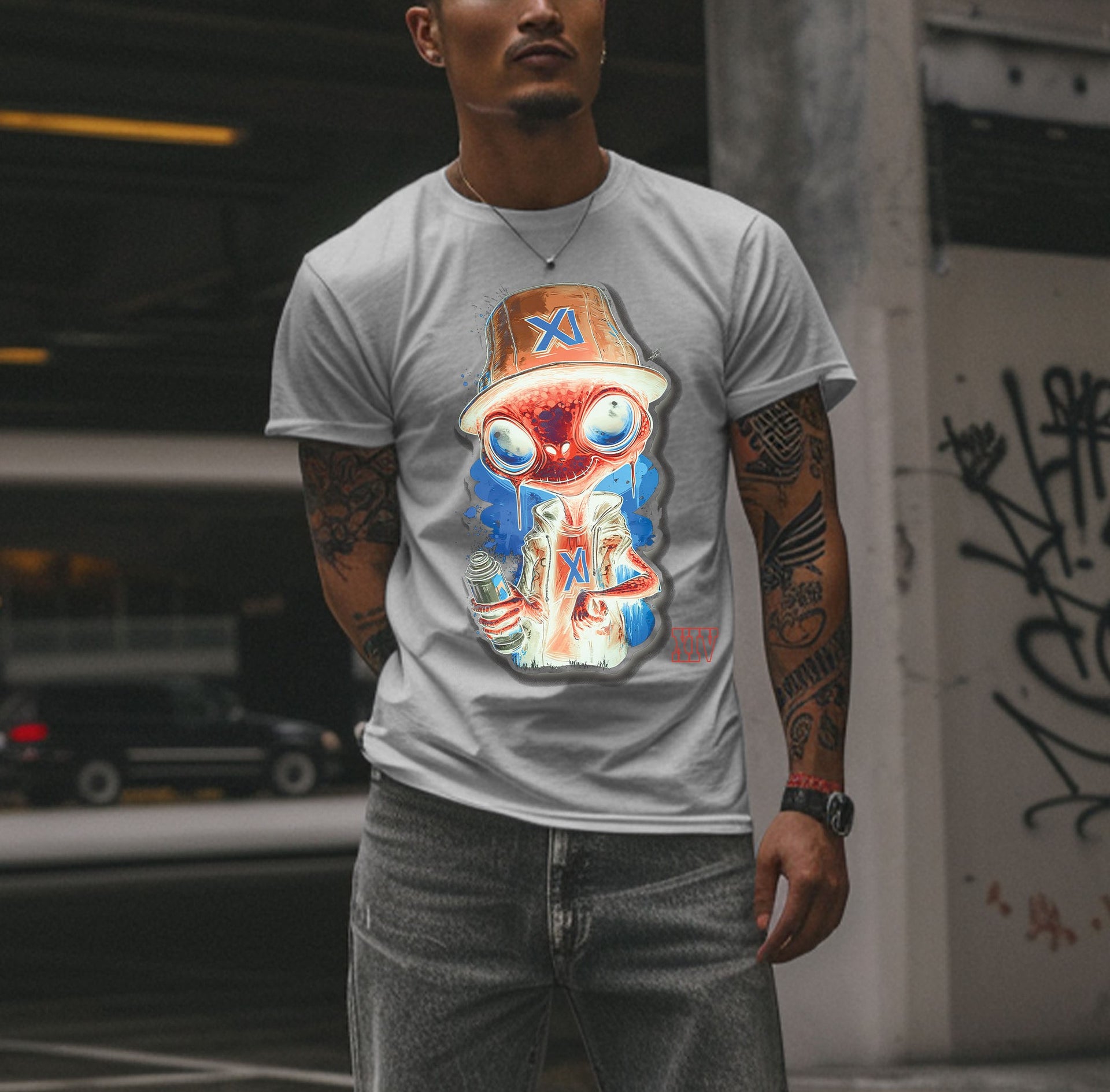 Graffiti Alien Spray T-Shirt – Urban Streetwear Design