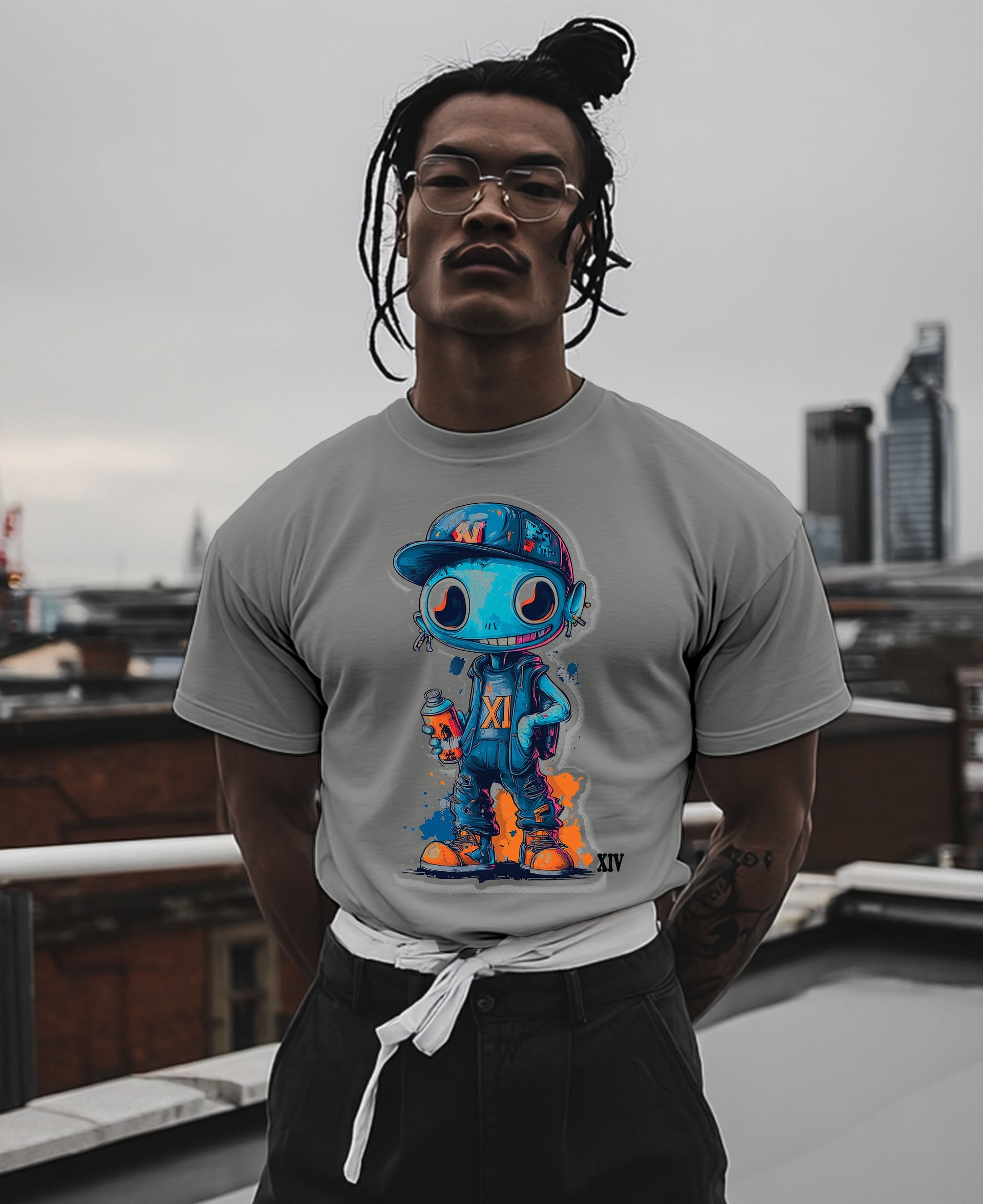 Graffiti Robot Art T-Shirt – Edgy Urban Streetwear Design