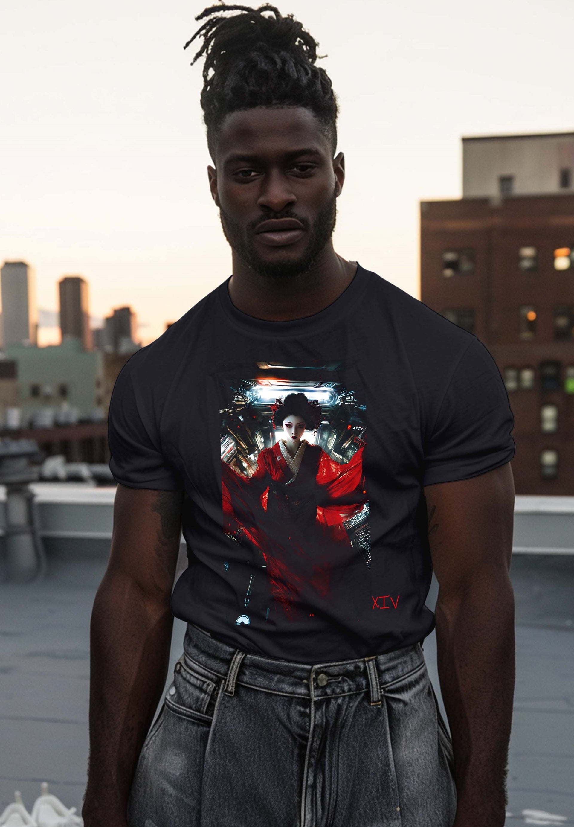 Space Geisha Tee - Futuristic Elegance | Carbon XIV