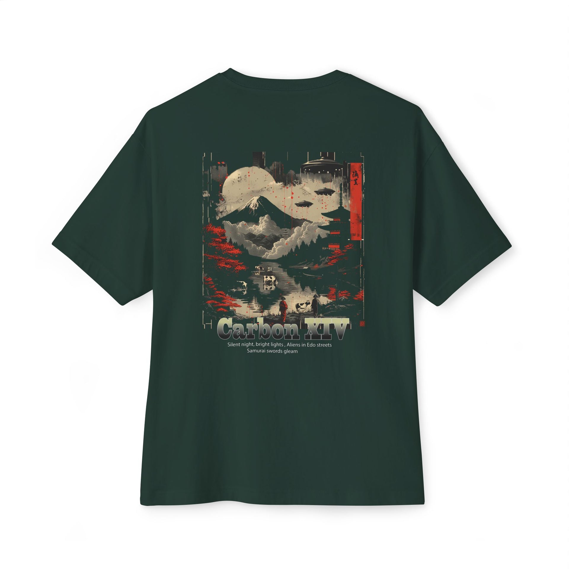 Carbon XIV Japanese Landscape Alien oversized Graphic Tee: Where Tradition Meets Futurism