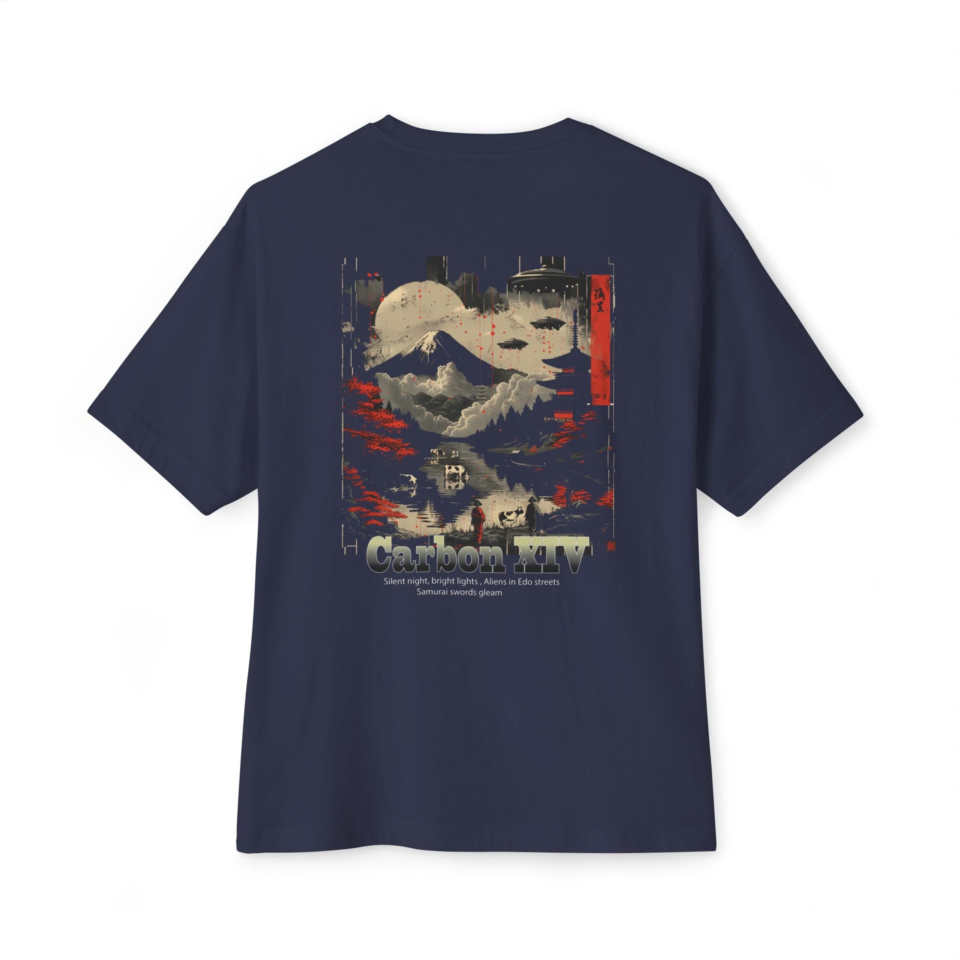 Carbon XIV Japanese Landscape Alien oversized Graphic Tee: Where Tradition Meets Futurism